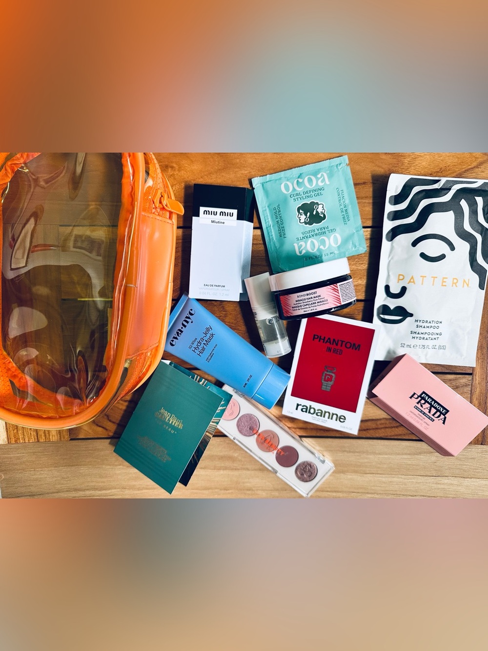 Beauty Bundle with Orange Clear Travel Cosmetic Bag NWT